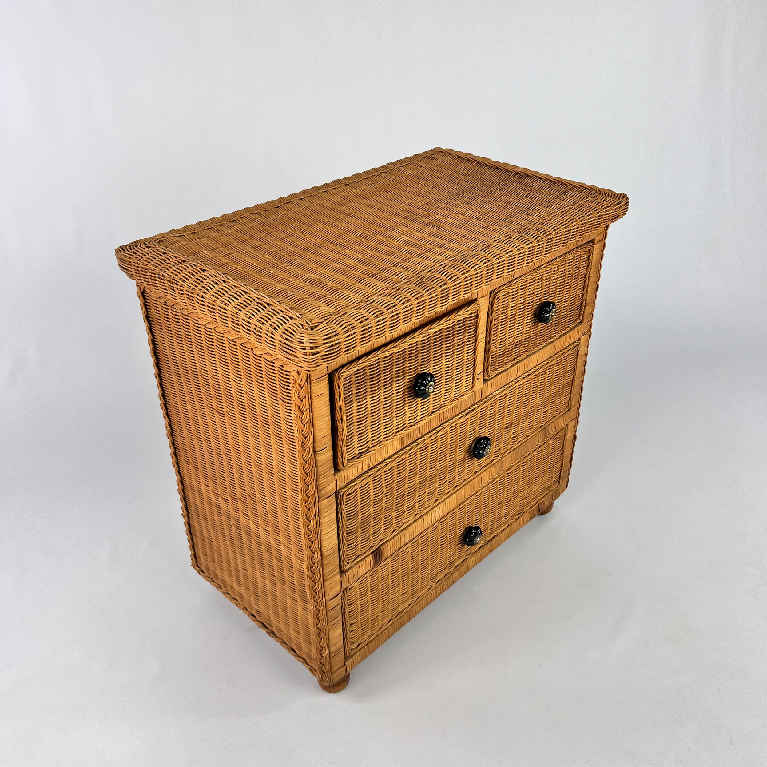 Rattan chest of drawers 1970s