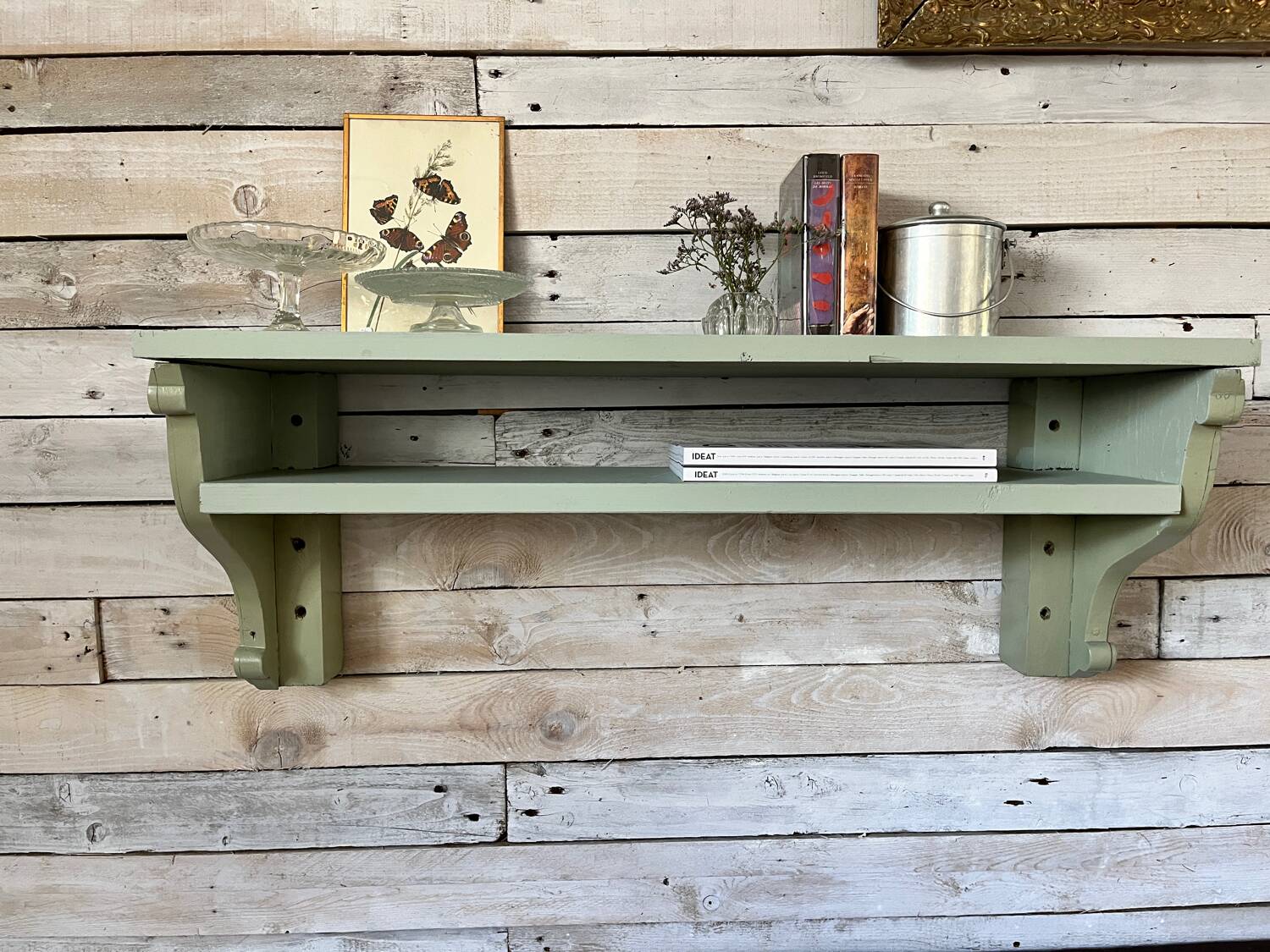 Celadon solid wood shelf