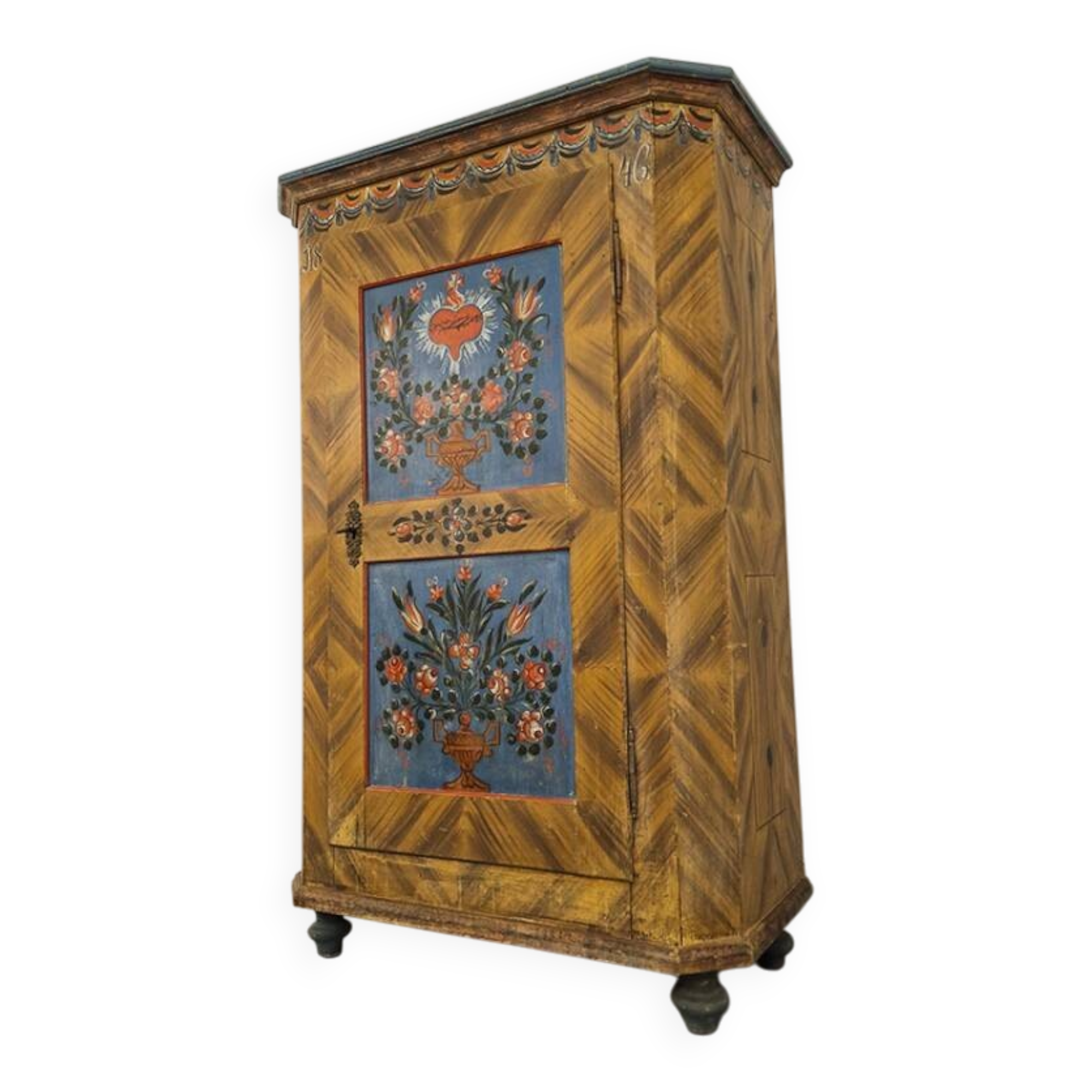 Painted Folk Art Bridal Cabinet 1846