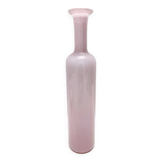 Pink Encased Murano Glass Bottle Vase with Gold Leaf by Salviati, Italy