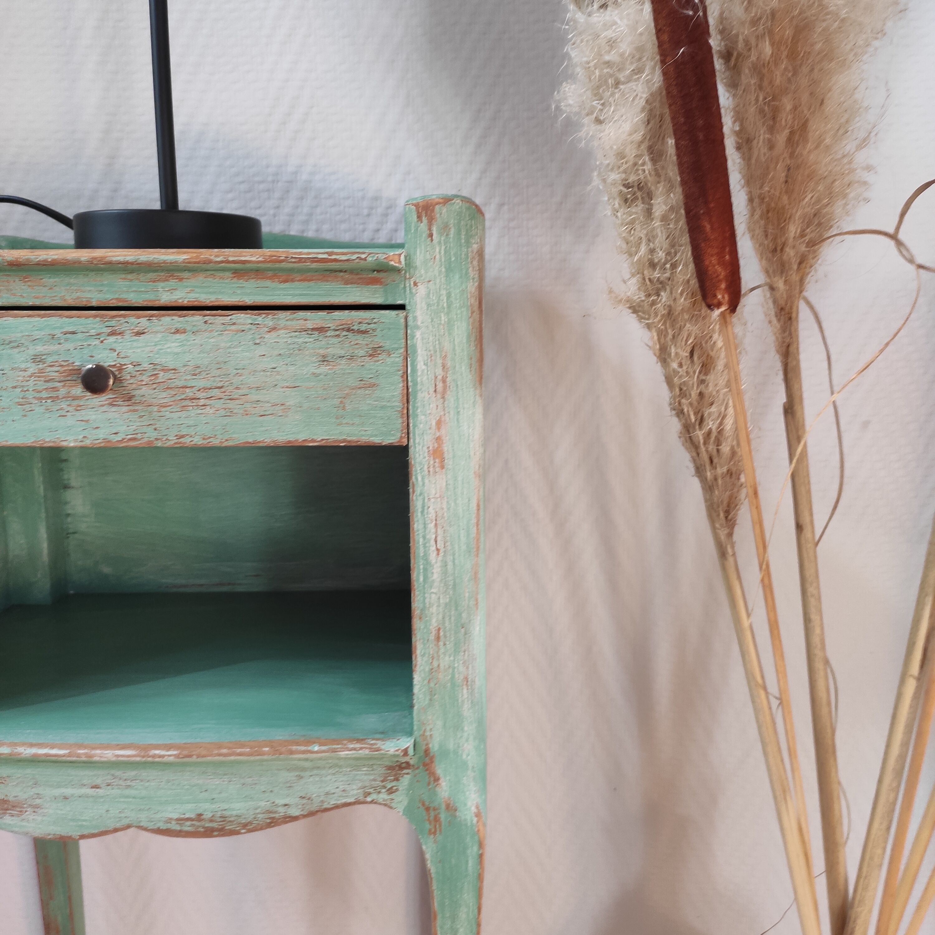 Pair of patinated bedside tables