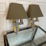 Pair of chrome and brass sconces, Italy, 1970s