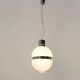 White glass and chrome metal chandelier, 1960s