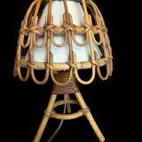 Mid-Century French Rattan and Wicker Table Lamps by Louis Sognot, 1960s,
