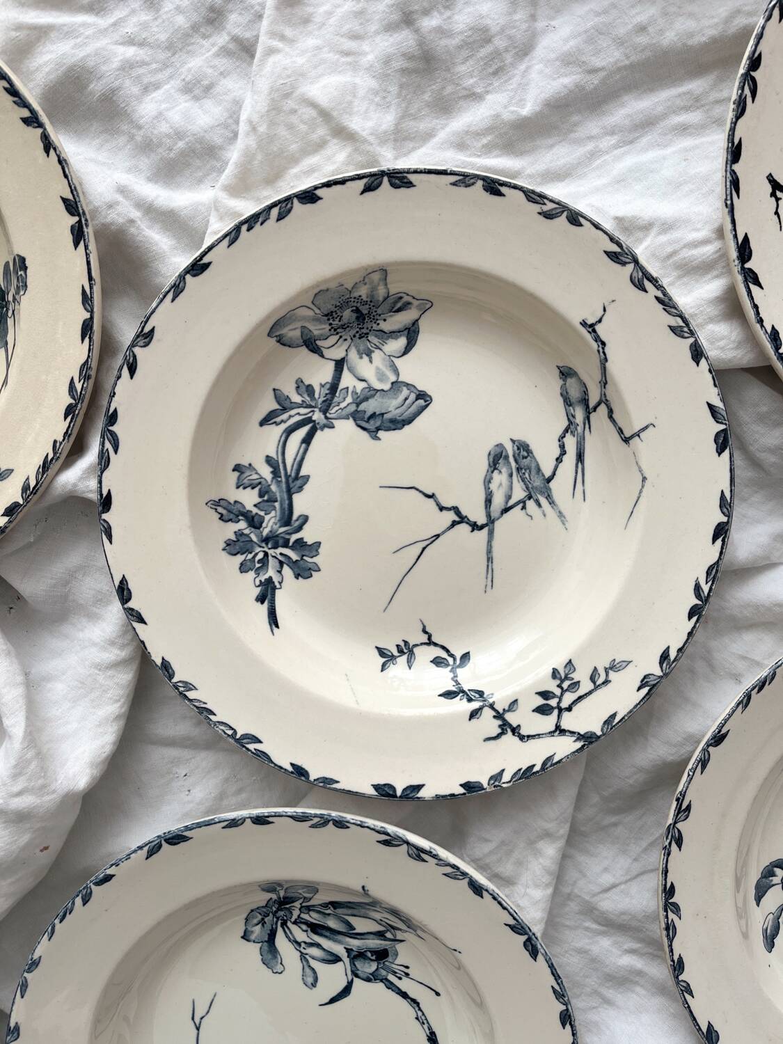 6 “Oxford” ironstone soup plates from Choisy le Roi