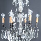 Important lustre cage en bronze, cristal de Baccarat, Style Louis XV, 1900