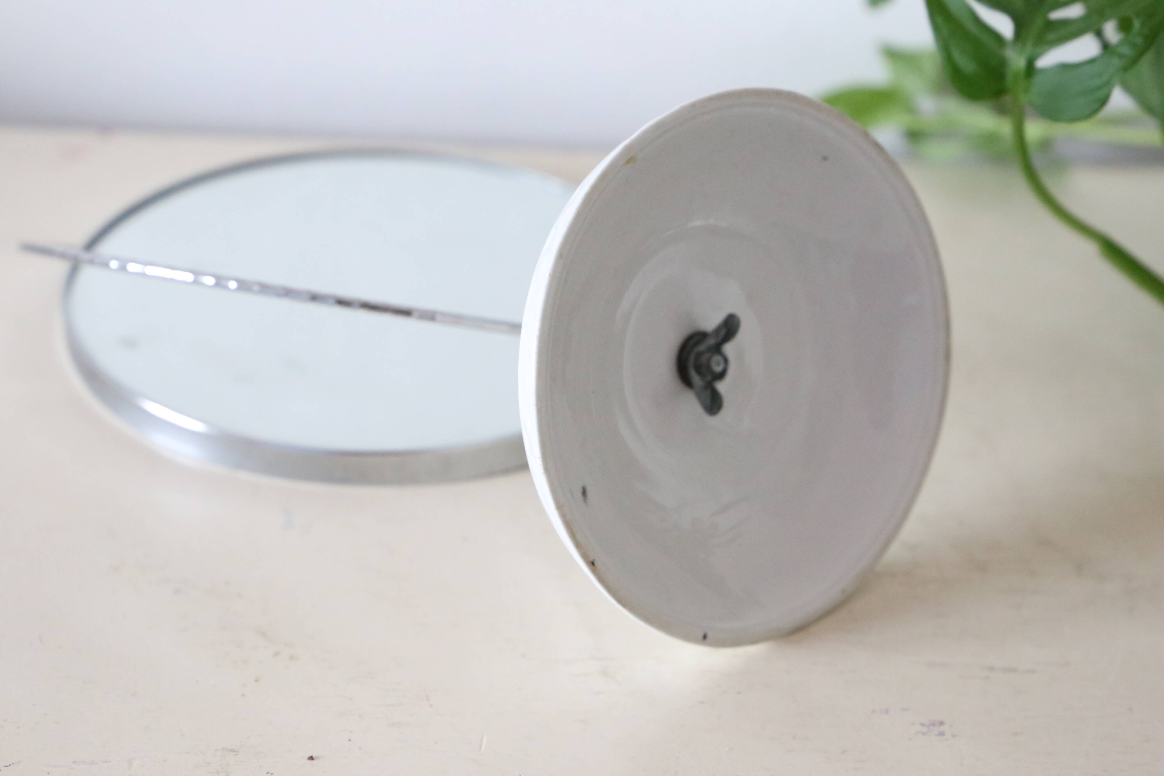 Standing mirror, porcelain base, vintage