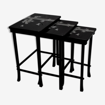 Chinese pull out tables in lase black
