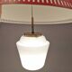 Hanging lamp in red lacquered metal and milky white opal glass 1970s Denmark.