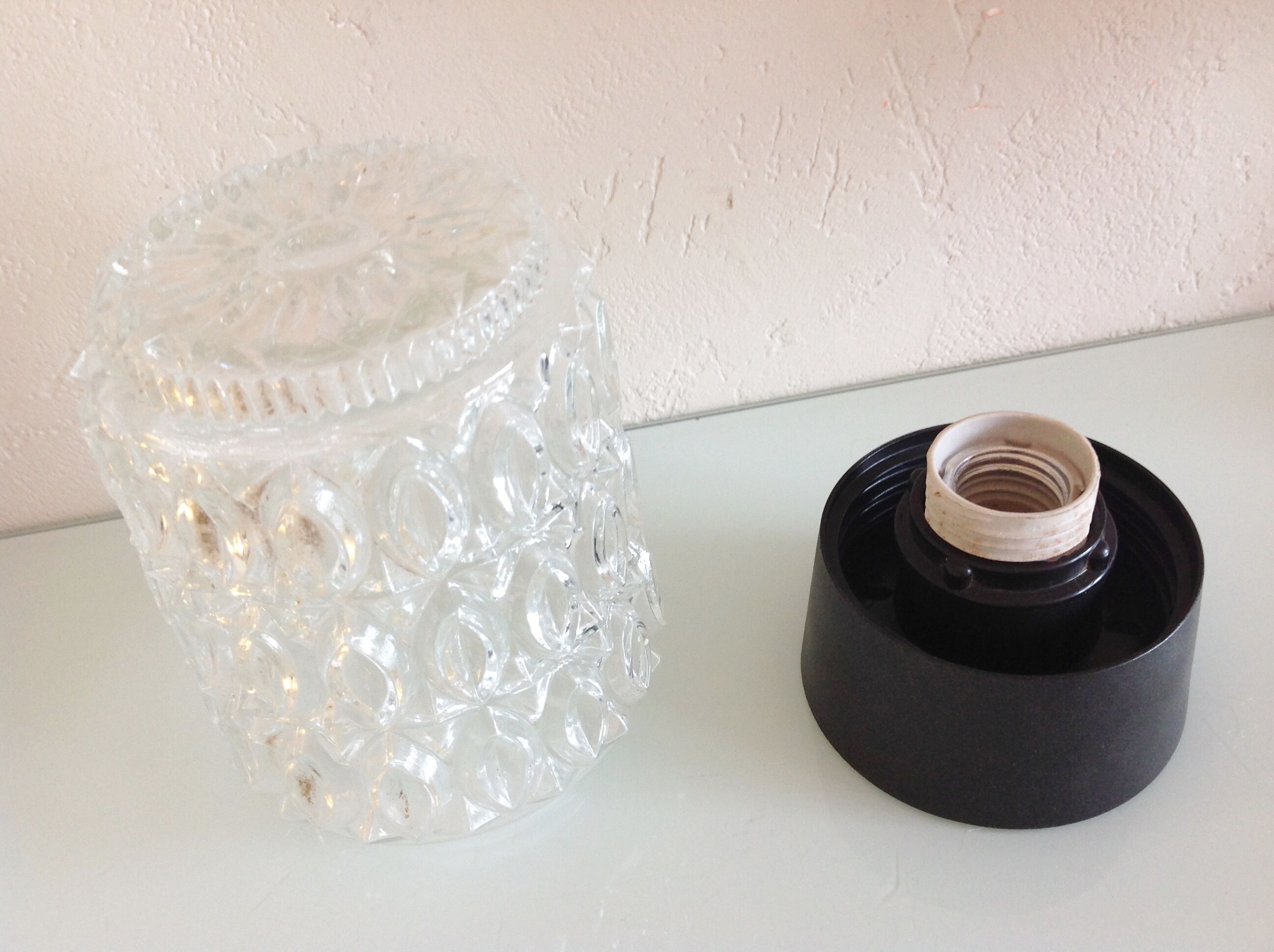 Glass ceiling light structured by RZB Leuchten, vintage 60/70s