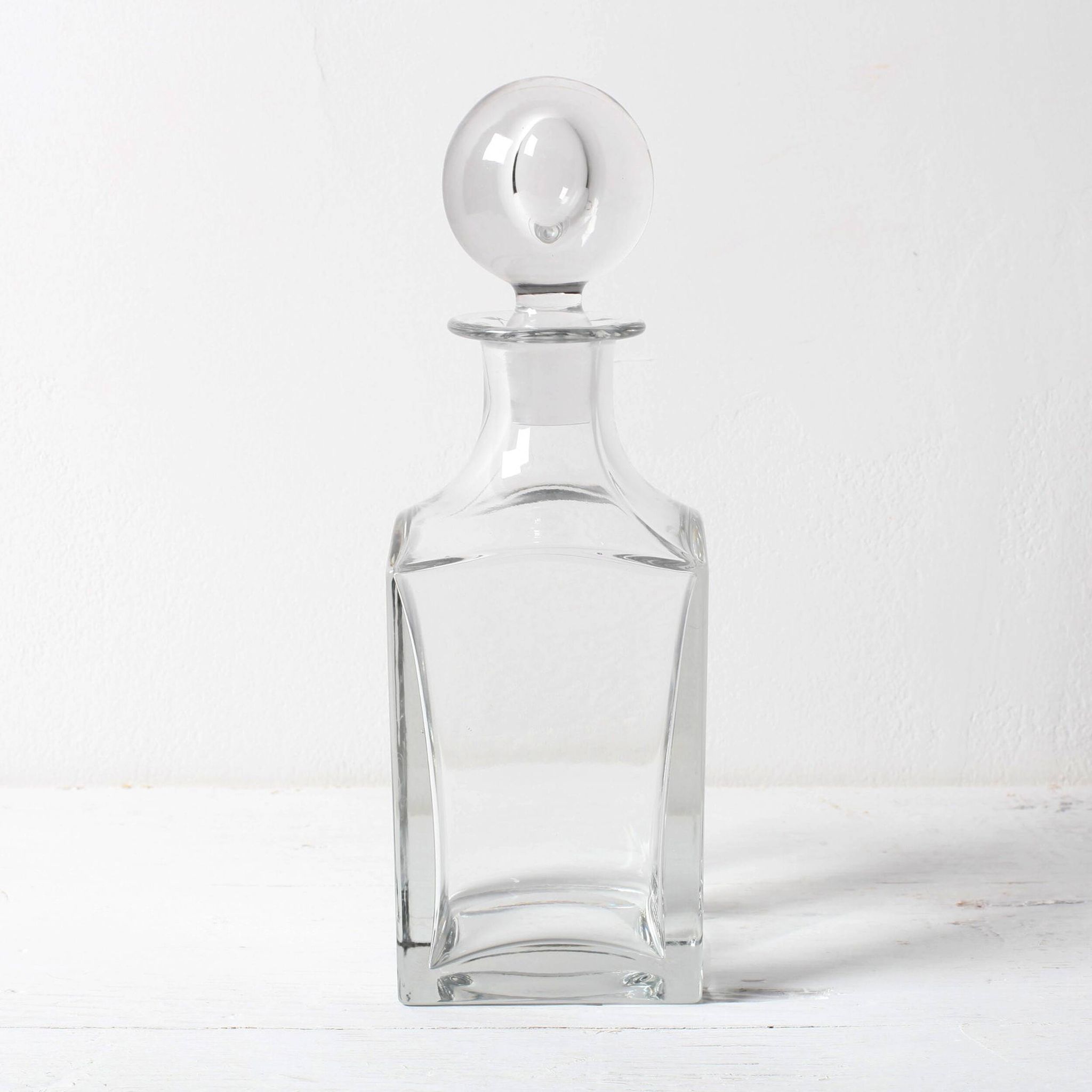 Mid-Century Crystal Whiskey Decanter: Italian Glass Liquor Carafe, 1960s