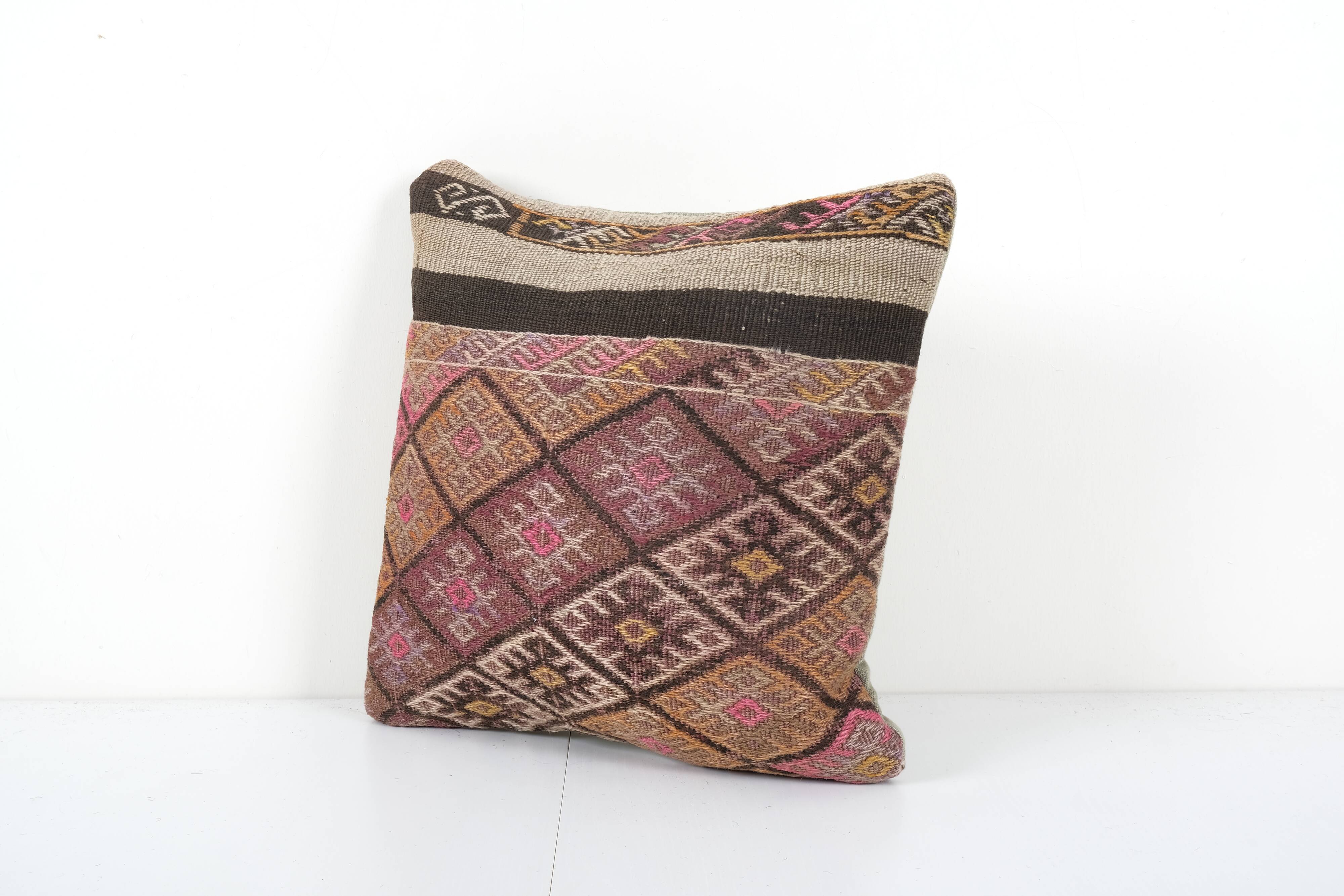 Square handwoven kilim pillow
