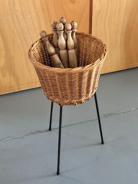 Wicker and wire plant holder
