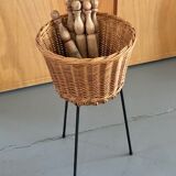 Wicker and wire plant holder