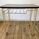 Rolling table vinyl row in formica and gold metal years 60-70