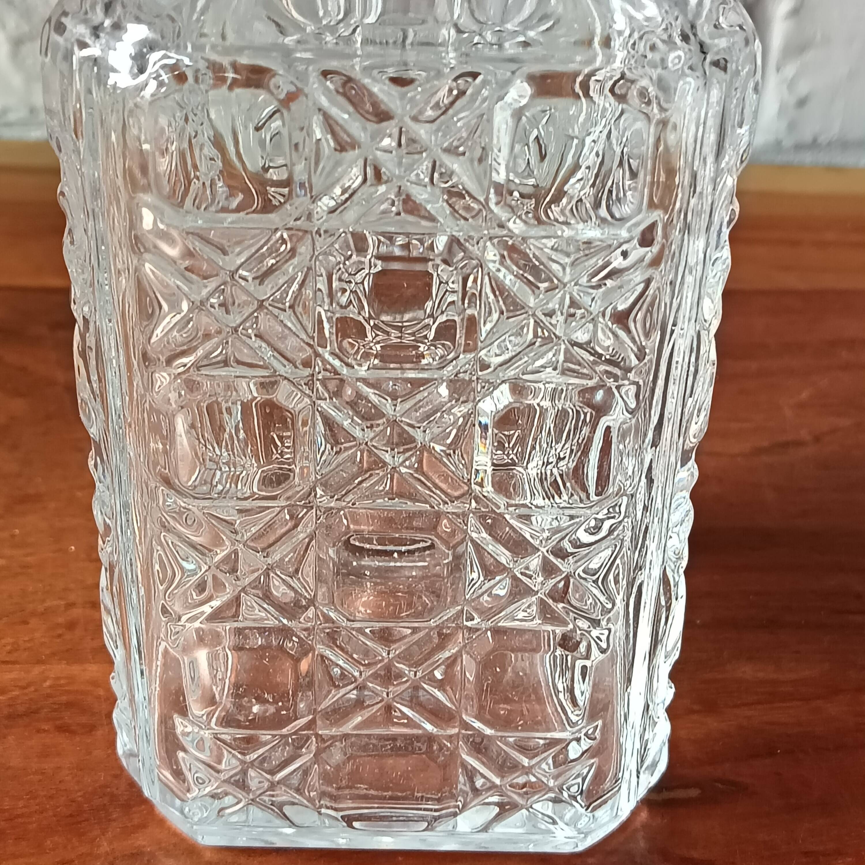 Vintage Clear Crystal Square Whiskey Decanter