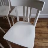 Set of 4 white wooden bistro chairs
