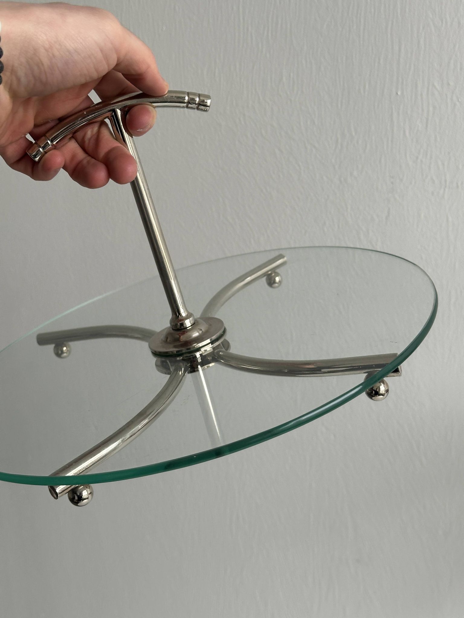 Glass and silver metal cheese board