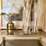 Brass gold and opaline table lamp