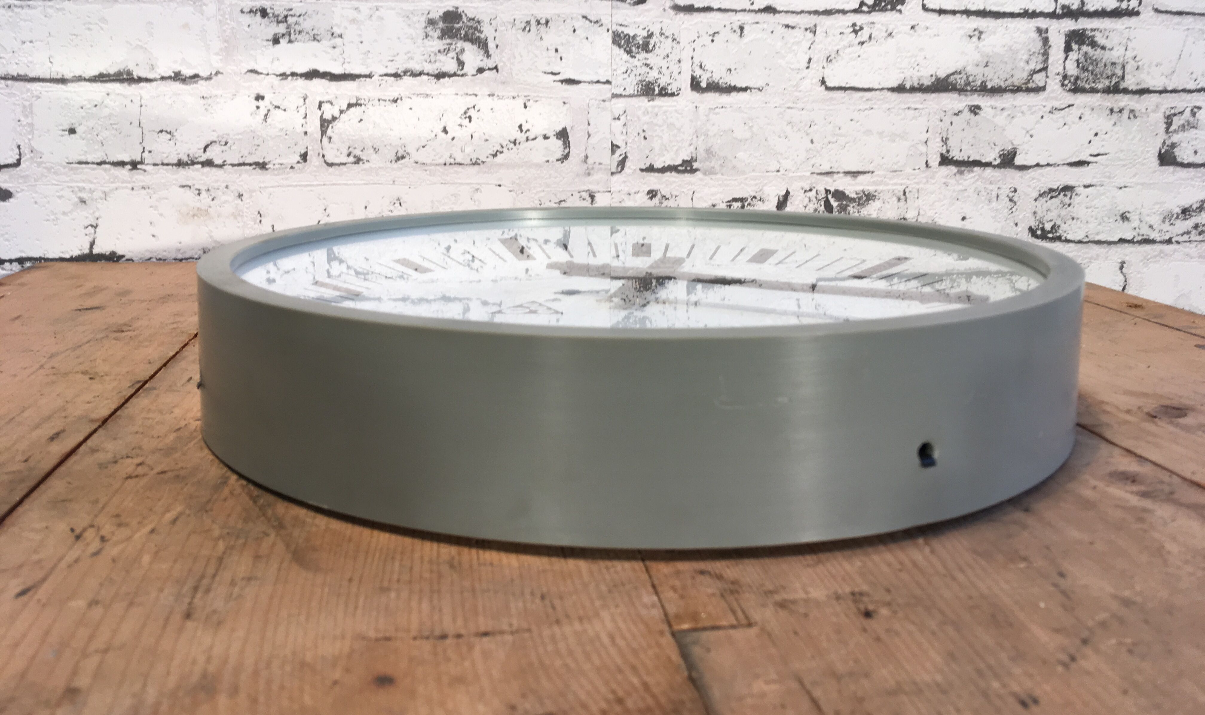 Dark Grey Industrial Bakelite Wall Clock From Pragotron, 1970s