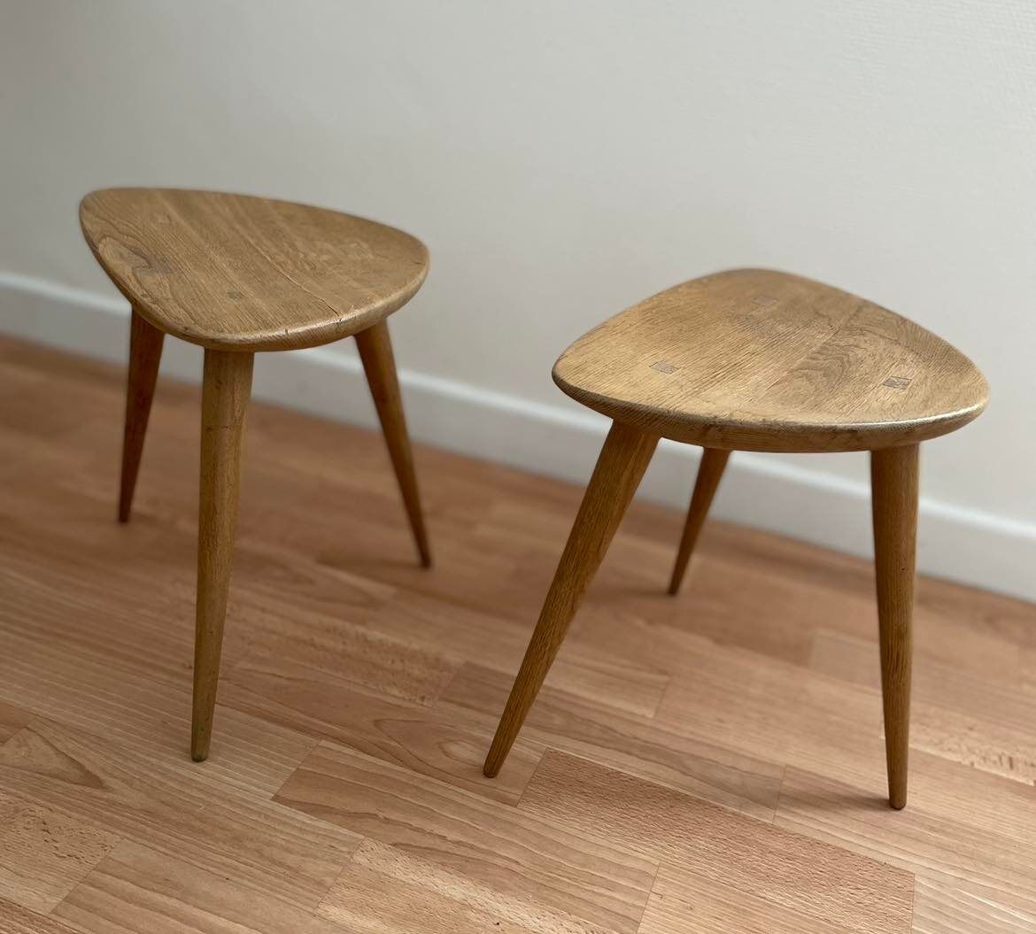 Duo of Tripods, 50s in oak