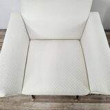 1950s Italian Armchairs Design in Cream Fabric with Iron Legs