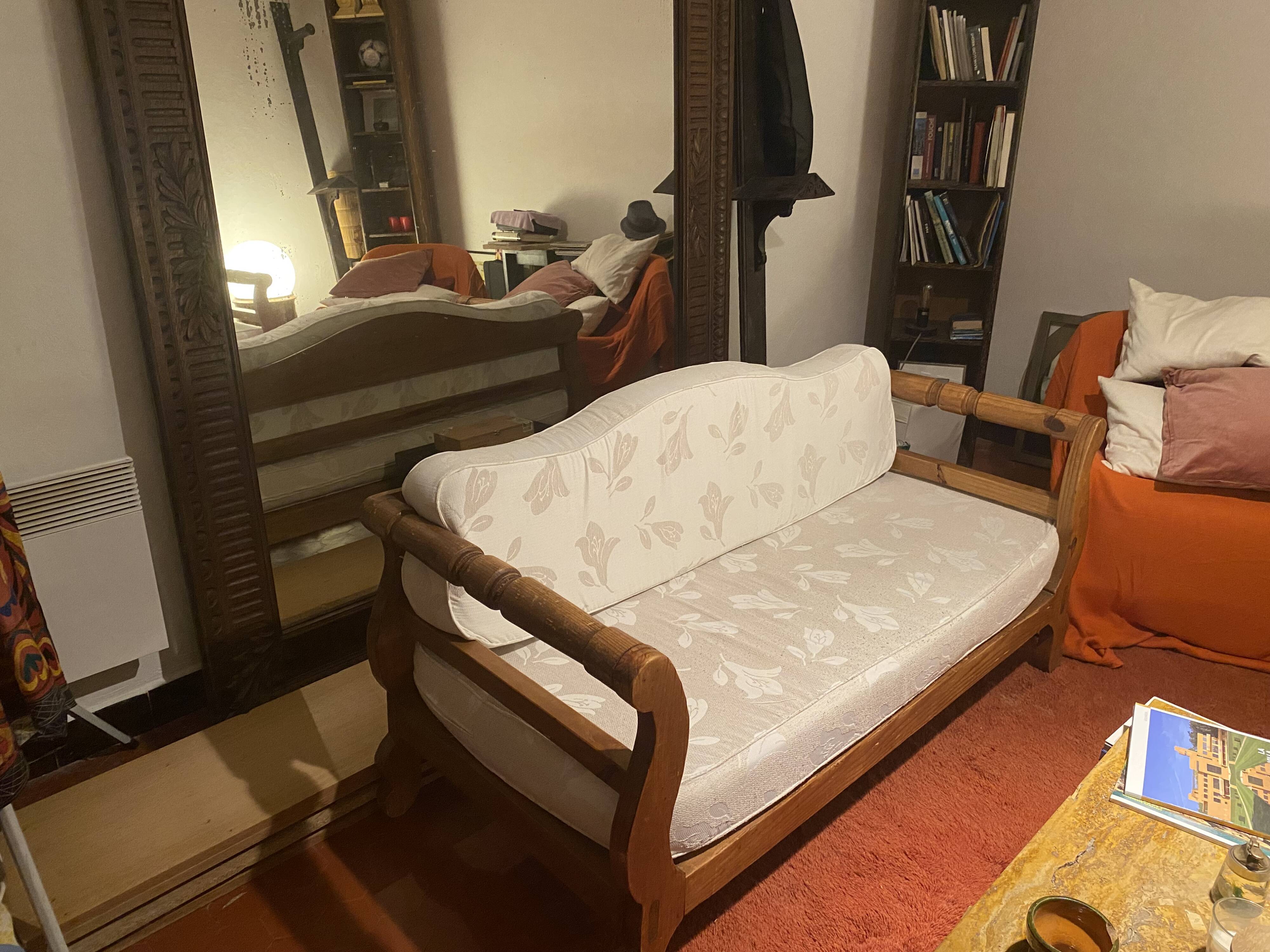 Two-seater sofa in exotic wood, Mexican style