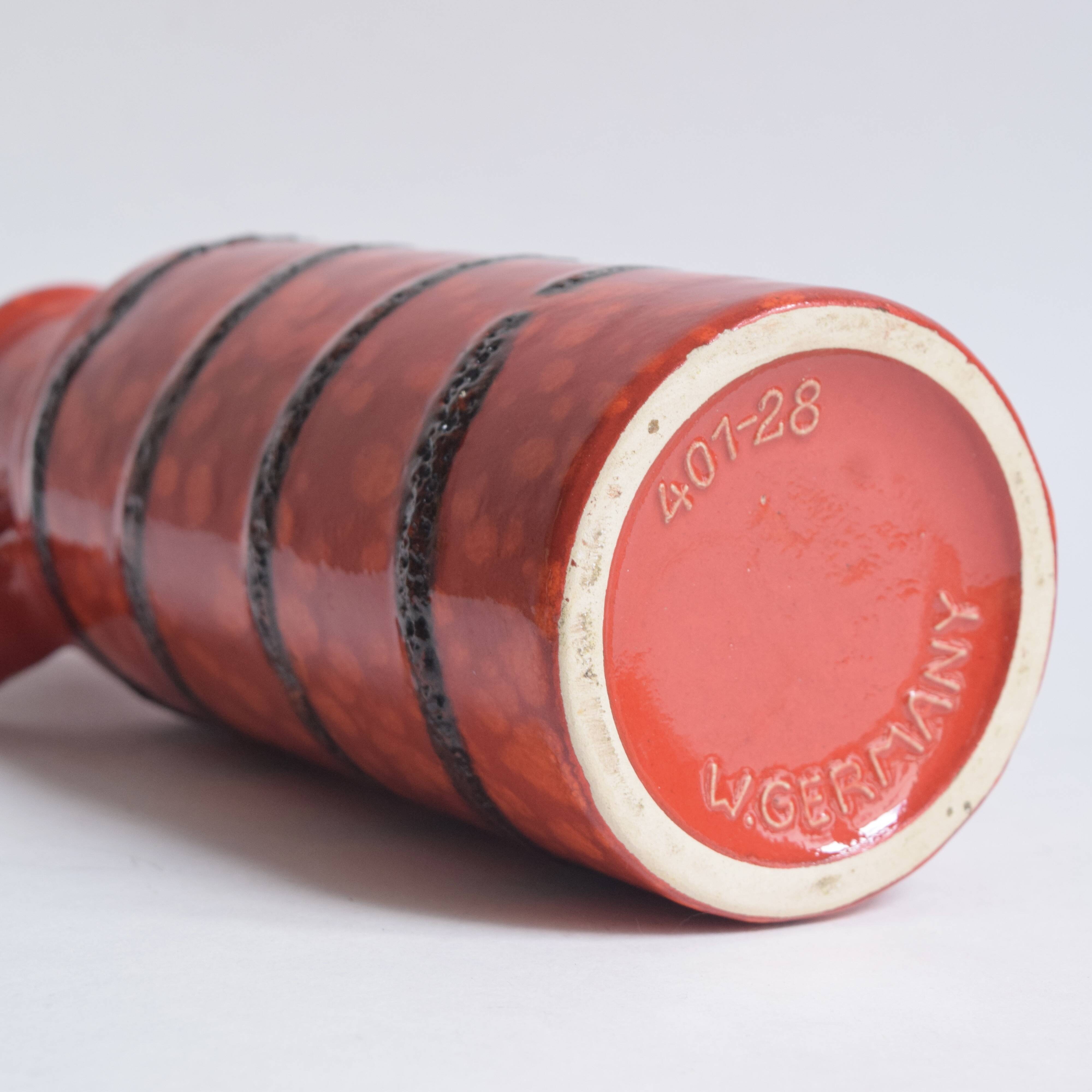 Scheurich Keramik vase red Fat Lava - West Germany 401 28