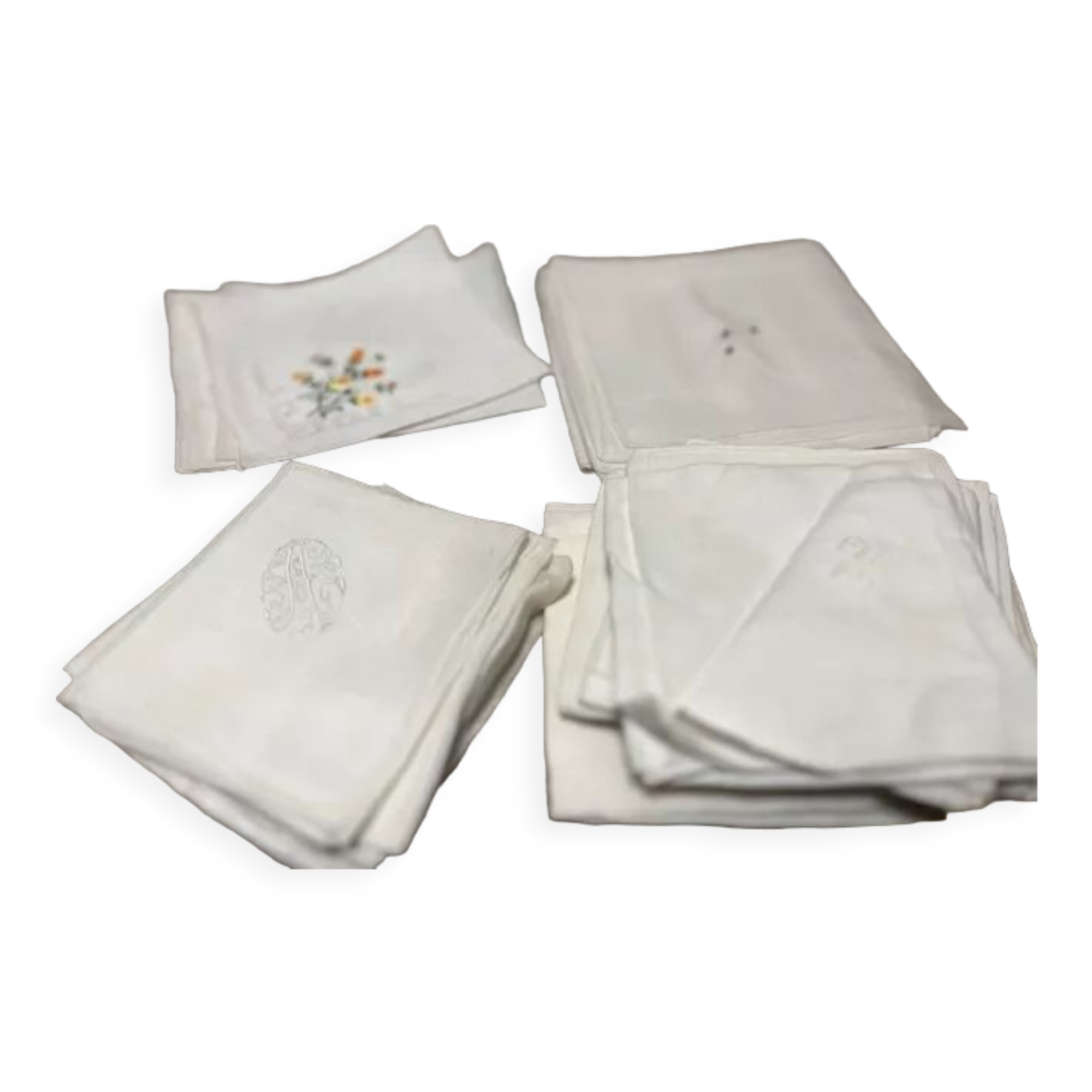 Set of 22 antique embroidered handkerchiefs 1930/40