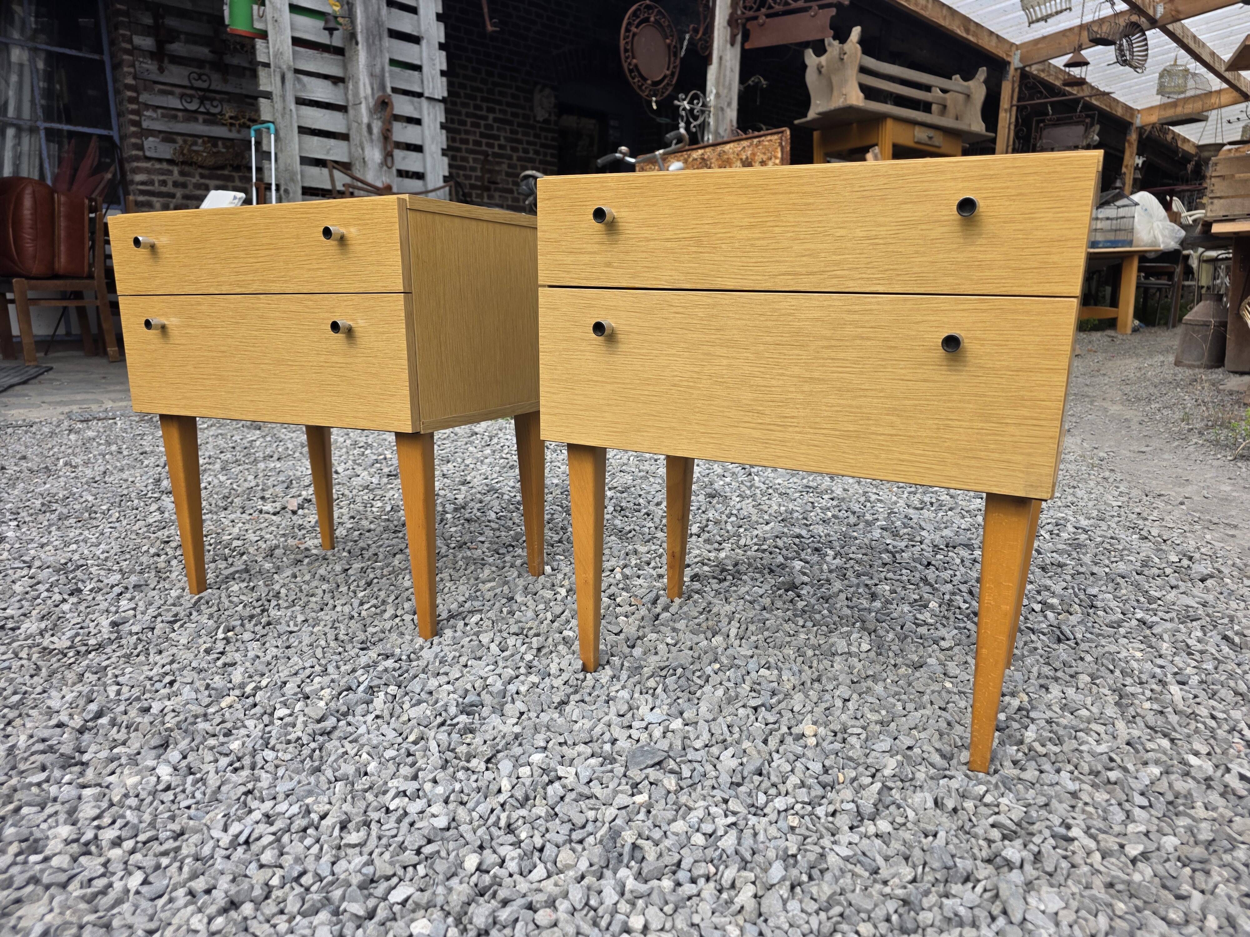 Pair of Scandinavian oak bedside tables from the 1960s.