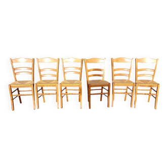 6 straw chairs