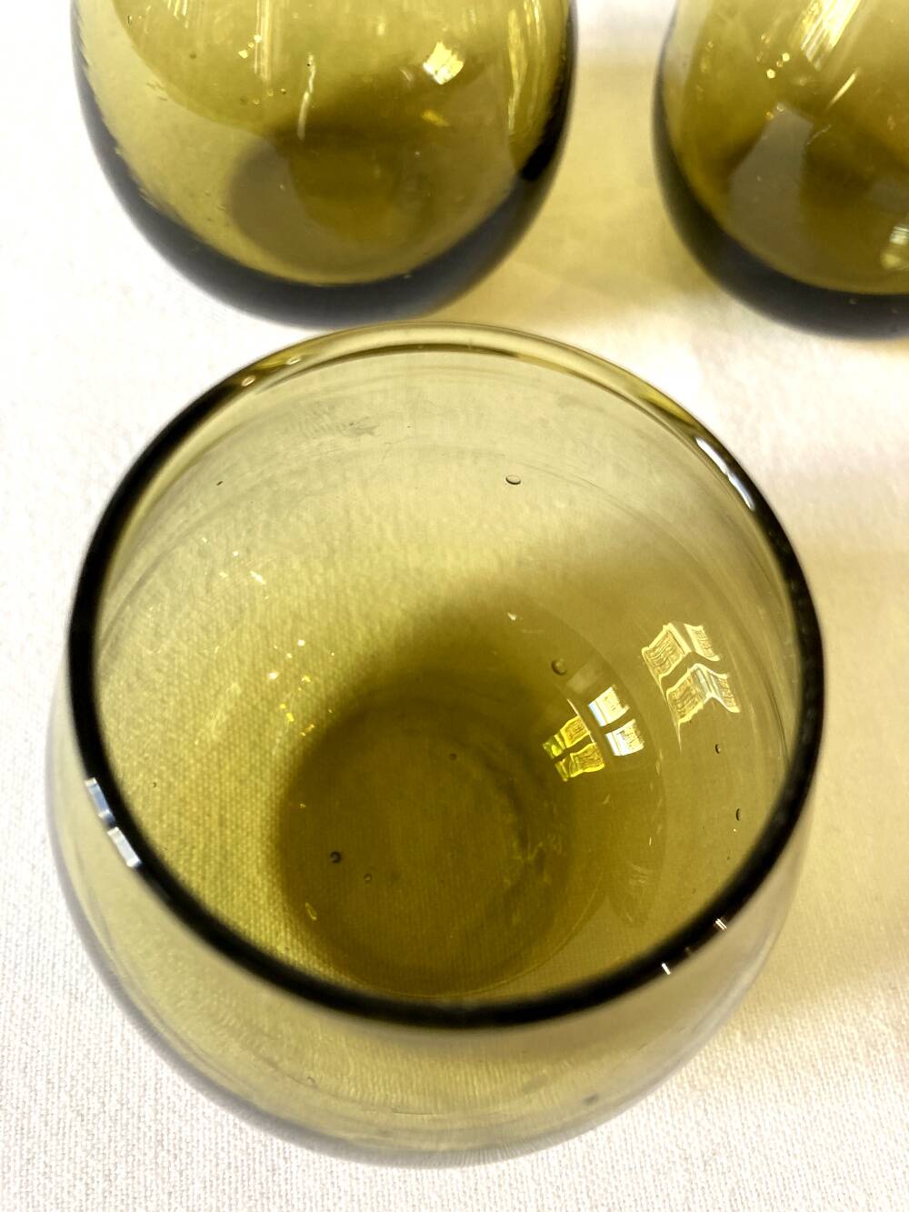 Blown glass liqueur carafe and its 4 small glasses