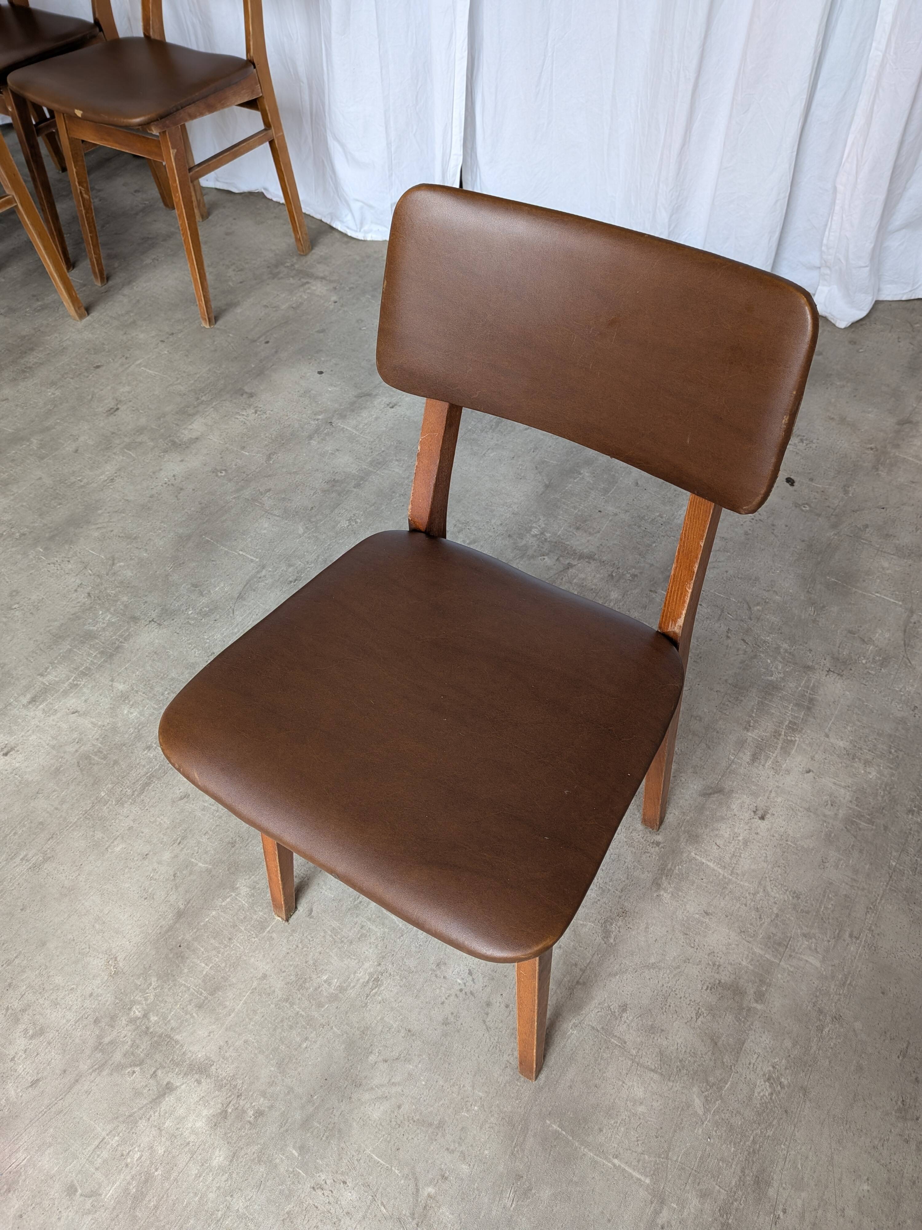 Vintage STOL Kamnik Dining Chair: 1970s Yugoslavian Mid-Century Leather Bis