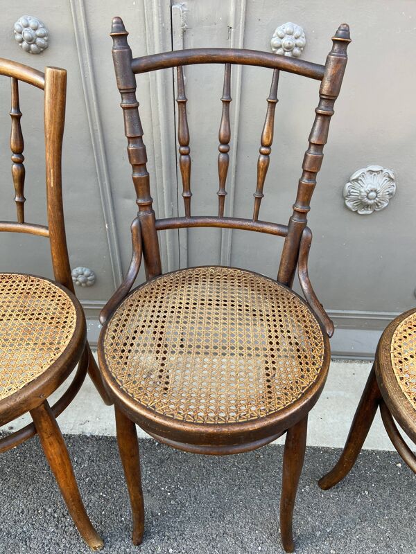 Lot de 4 chaises bistrot café bois courbé dépareillées