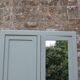 Vintage Parisian wardrobe in sage green – Mirror, hanging space and drawers