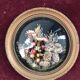 Bouquet of dried flowers - Bordeau velvet frame - bulging glass