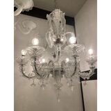 Lustre en verre transparent de style Murano