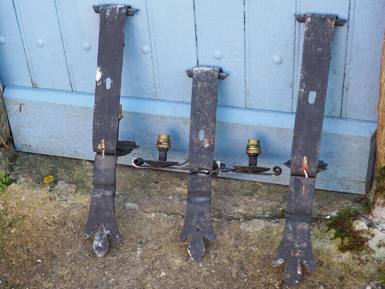Forged Iron Castle Wall Lights: French Salvaged Sconces, Medieval Style
