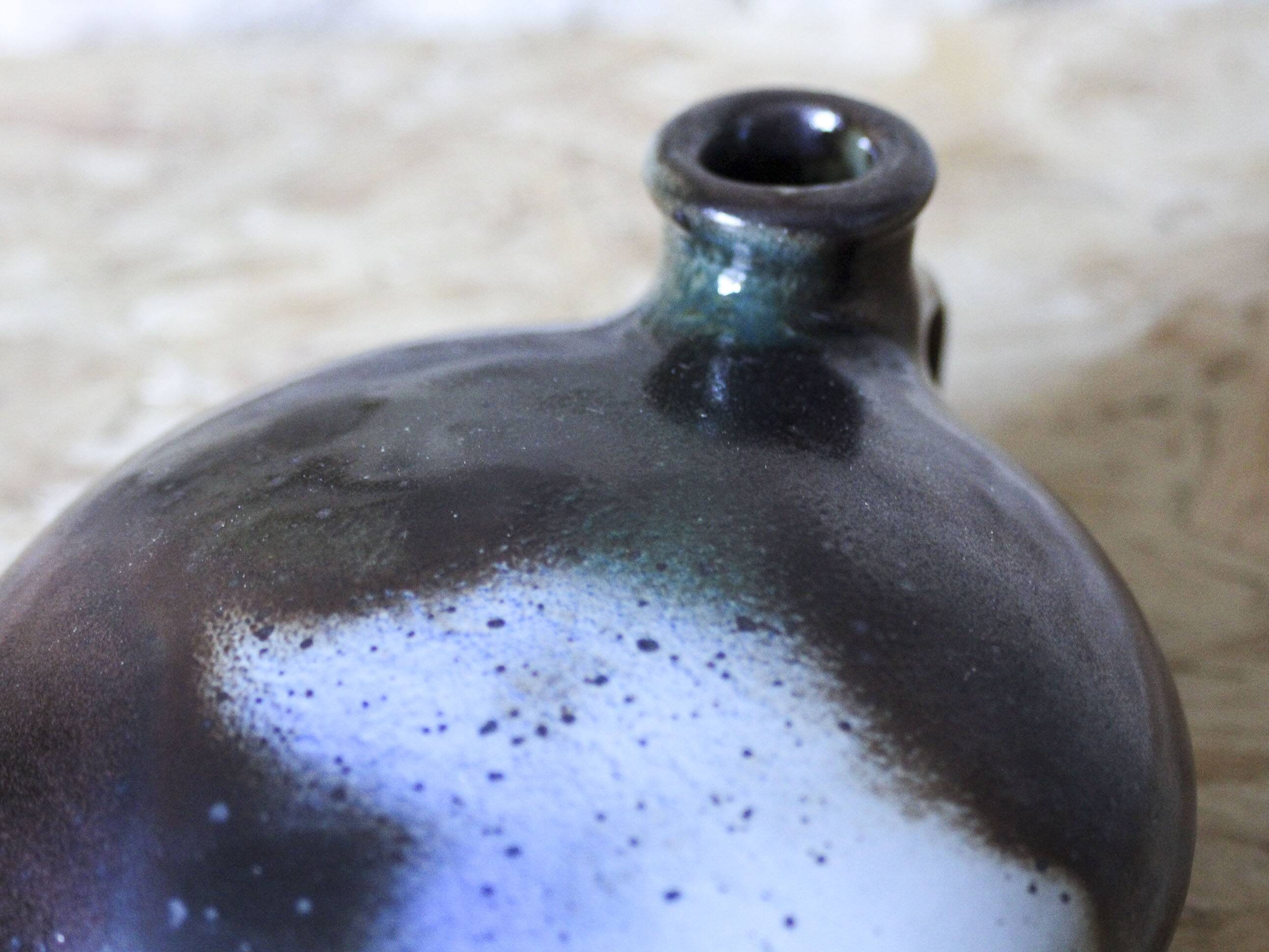 Enameled stoneware gourd signed
