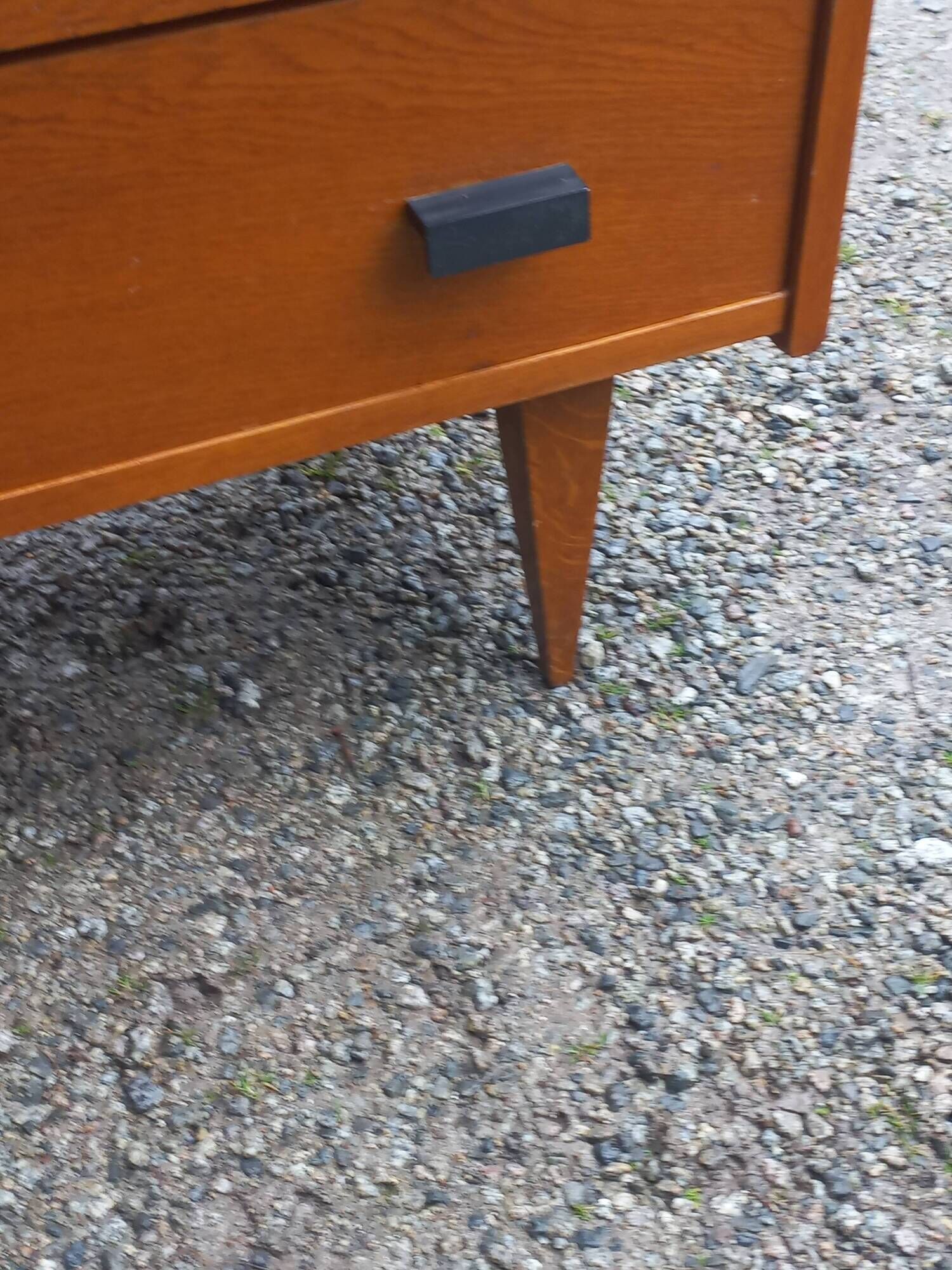 Vintage chest of drawers in gilded oak from the 50s 3 drawers feet bobbin