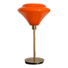 Lampe de table à poser avec un globe orange vintage en verre et un pied doré
