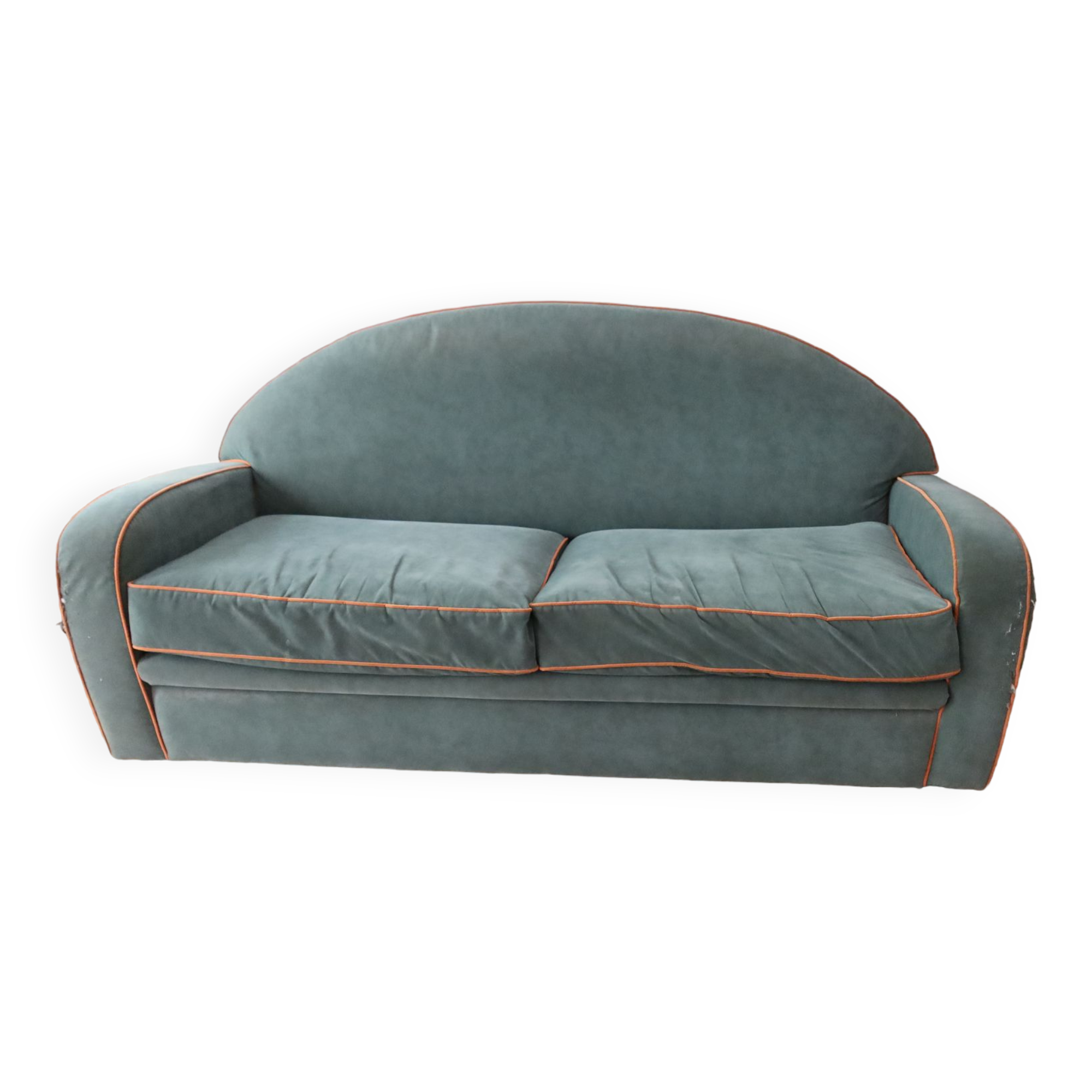 Velvet club sofa - 4 seats - damaged