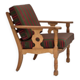 1970s, Danish armchair, green furniture wool, solid oak wood.
