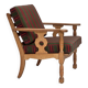 Fauteuil danois des années 1970, revêtement en laine verte, bois de chêne massif.