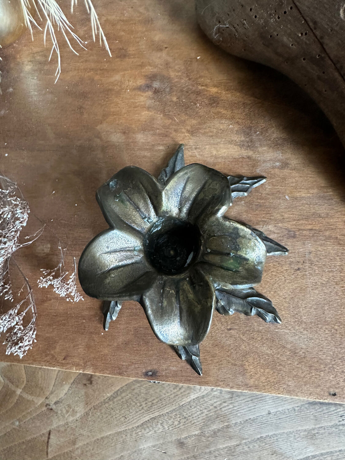 Brass flower candle holder