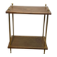 Double Tray Leather Sofa Table in Golden Tawny with Small Iron Details. Brass