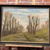 Oil on canvas representing a path in the forest