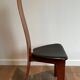 Pair of High Back Chairs, Exotic Wood & Black Leather, Scandinavian, varnished