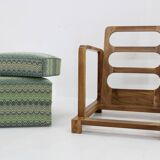 1930s Restored Art Deco Armchair in Solid Walnut, Czechoslovakia