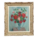 Oil painting on panel still life with roses in a vase